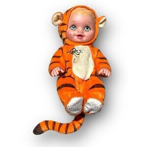 VTG Lauer Toys Water Babies Tigger Baby Doll Blonde Hair Green Eyes 1999 *STAIN*